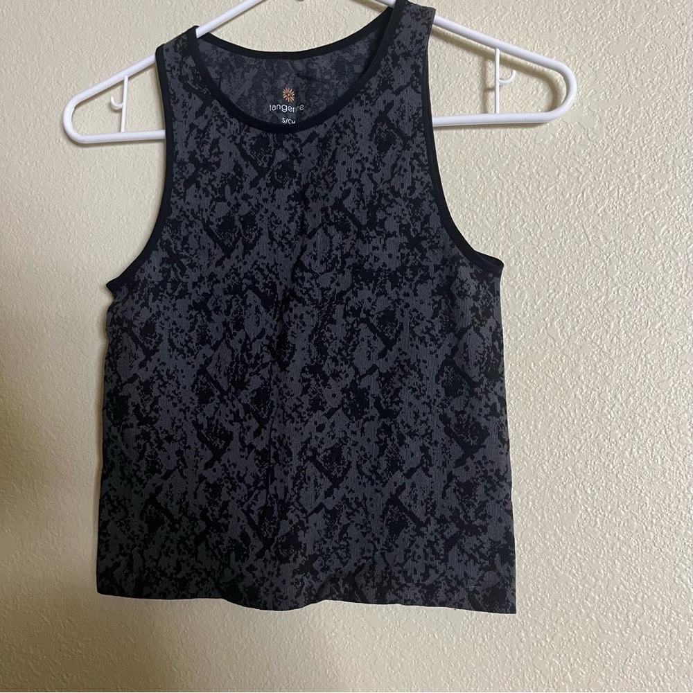 Women's Black Print Tangerine Workout Athletic Tank Top Seamless Size Small